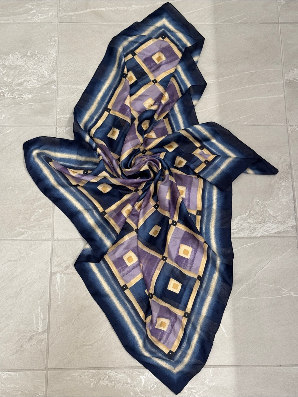 Geometric Square Print Scarf Bag Scarf Headwrap Made in Italy